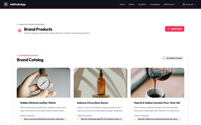 Ad Studio: brand catalog
