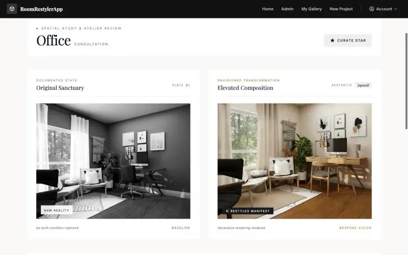Room Restyler: an office, before and after