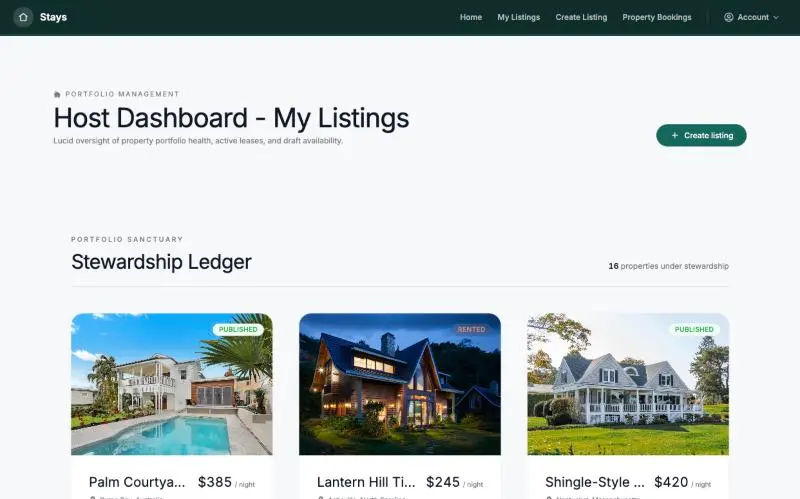 Stays: the host's listings